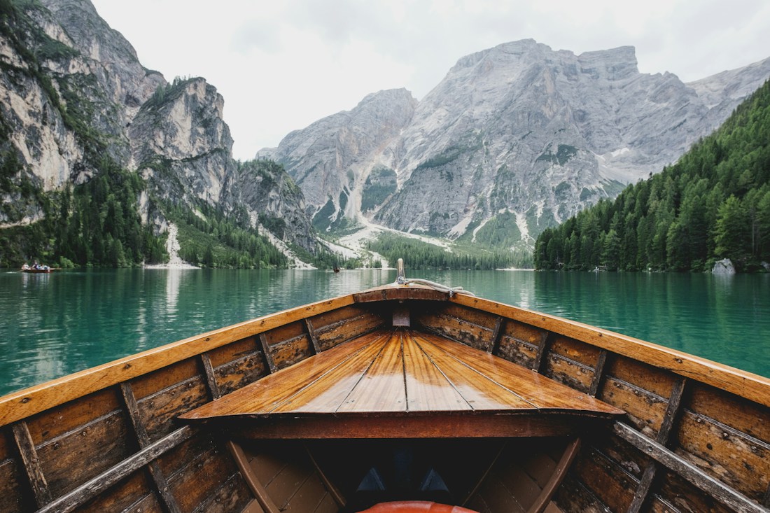 Turquoise lake and mountains in the Italian Alps