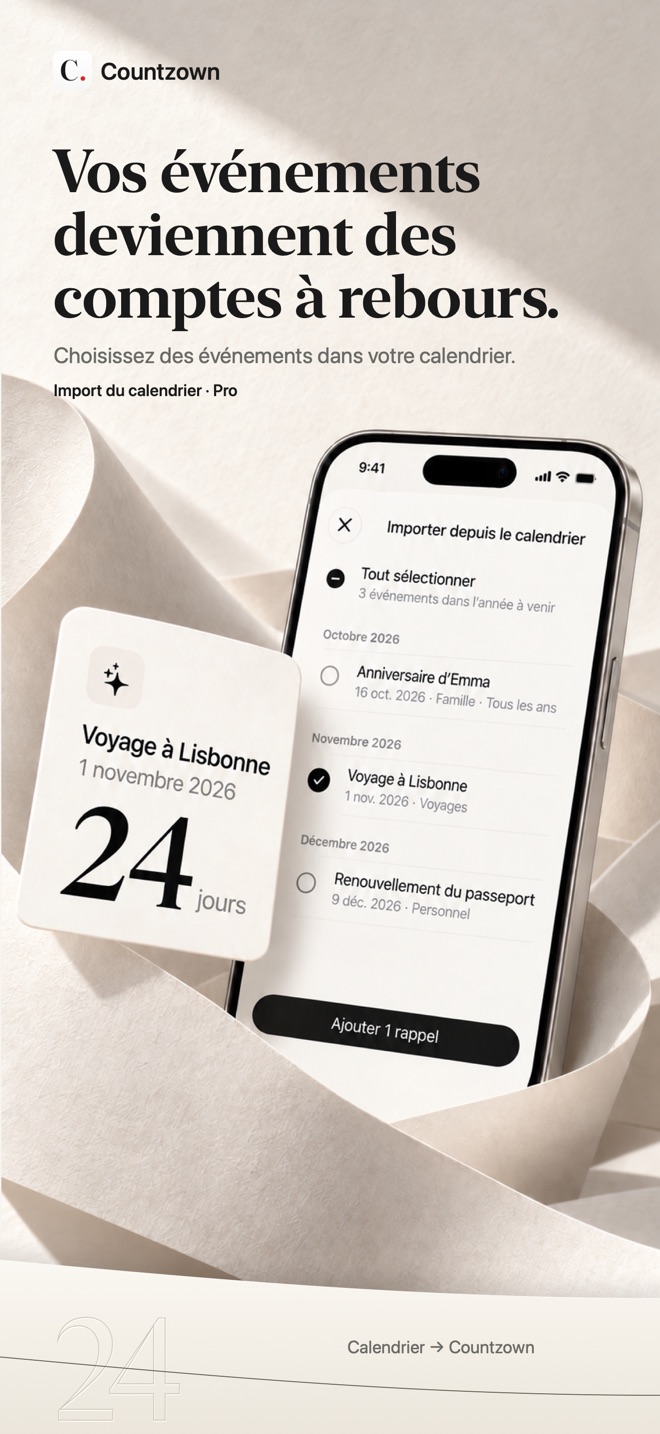 Import Calendrier en lecture seule avec Countzown Pro